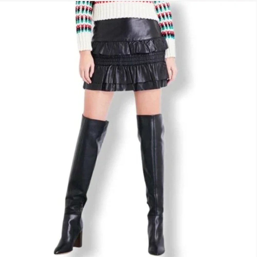 NWOT - MAJE - Black lamb leather mini skirt in XS
